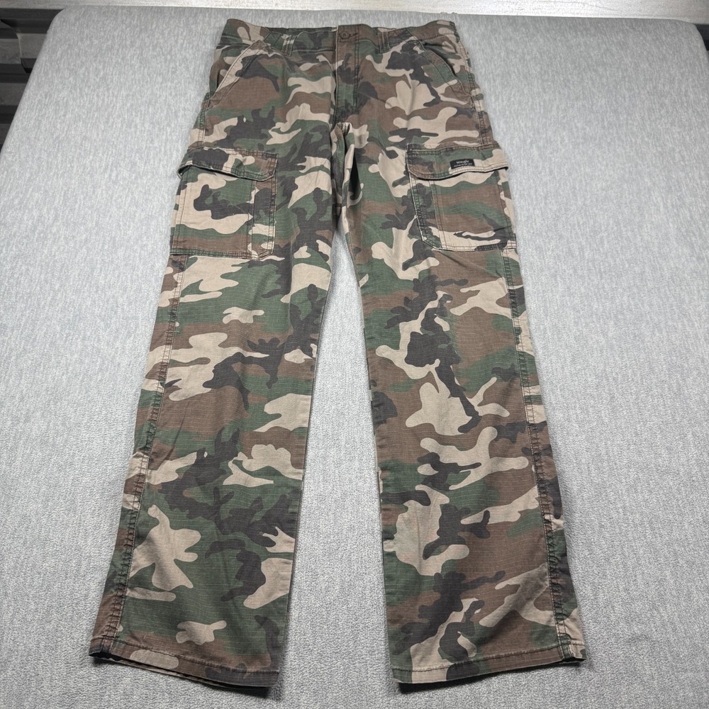 Wrangler Cargo Pants Mens 33x34 Camo Ripstop Straight Leg Utility Tactical Y2k